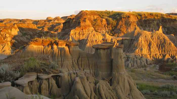 Công viên hóa thạch khủng long lớn nhất thế giới (Alberta Dinosaur Provincial Park) sở hữu cả một kho tàng hóa thạch khổng lồ.